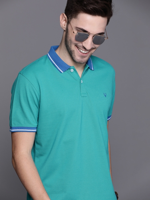 

Allen Solly Men Green Solid Polo Collar T-shirt