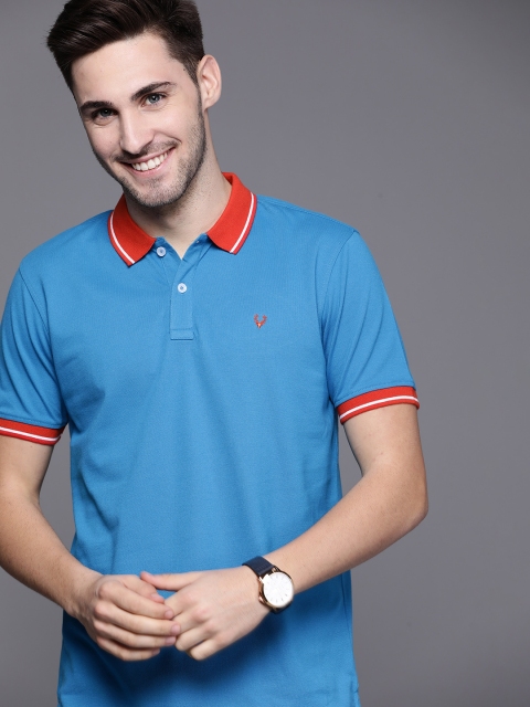 

Allen Solly Men Blue Solid Polo Collar T-shirt
