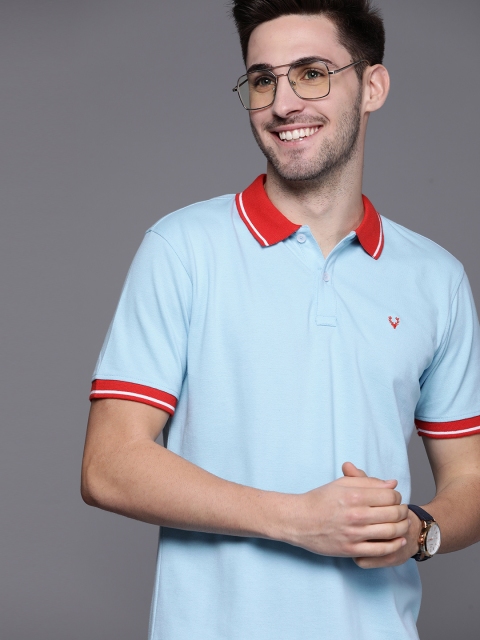 

Allen Solly Men Blue Solid Polo Collar T-shirt
