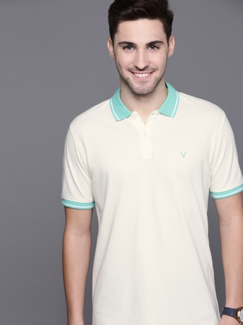 

Allen Solly Men Off White Solid Polo Collar T-shirt