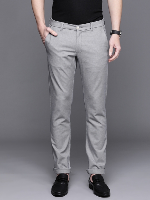 

Allen Solly Men Grey Printed Slim Fit Trousers