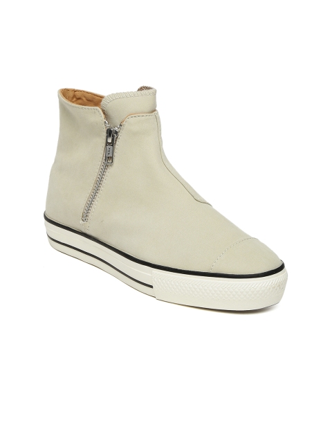 

Converse Women Beige Solid Mid-Top Sneakers