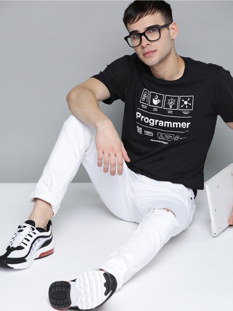 

Kook N Keech Unisex Black White Typography Printed Pure Cotton T-shirt
