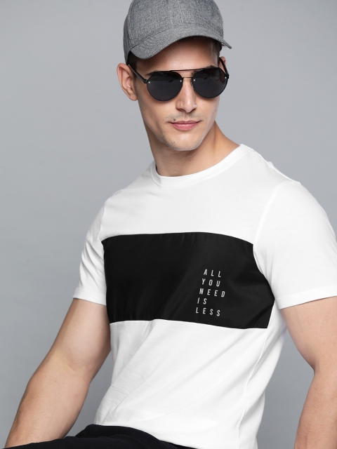 

Kook N Keech Men White & Black Pure Cotton Colourblocked T-shirt