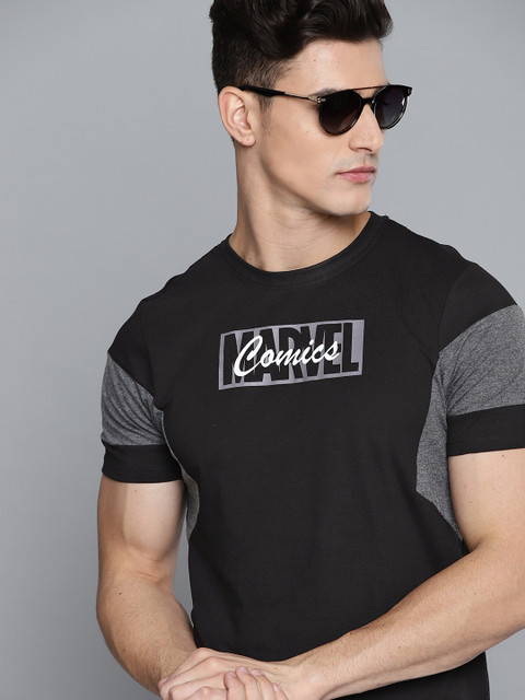 

Kook N Keech Marvel Men Black Pure Cotton Typography Printed T-shirt
