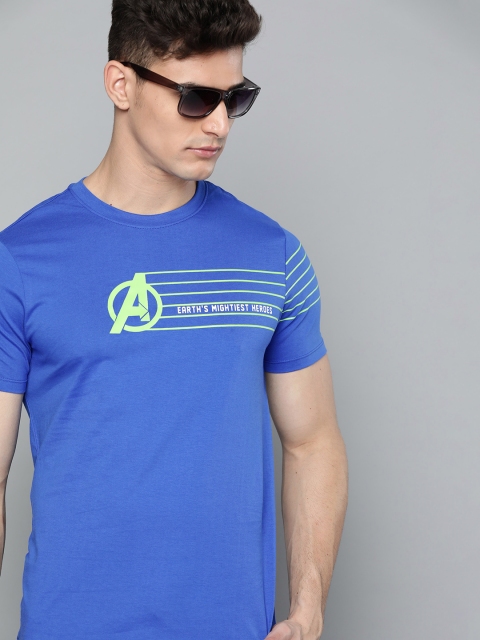 

Kook N Keech Marvel Men Blue & Green Avengers Printed Pure Cotton T-shirt