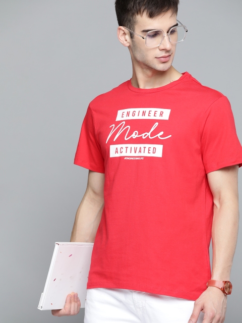 

Kook N Keech Unisex Red White Typography Printed Pure Cotton T-shirt