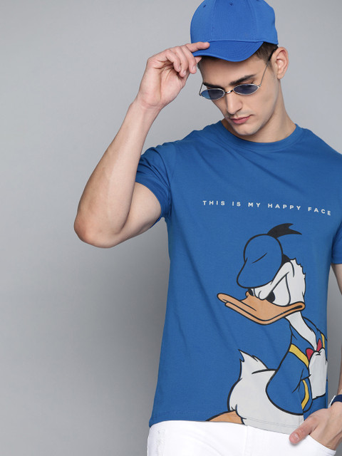 

Kook N Keech Disney Men Blue Donald Duck Printed Pure Cotton T-shirt
