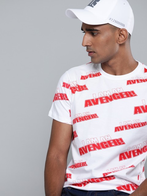 

Kook N Keech Marvel Men White Red Avengers Print Pure Cotton Pure Cotton T-shirt