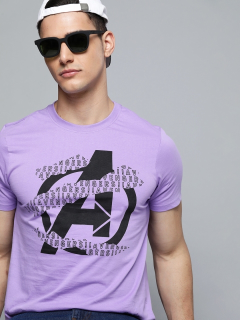 

Kook N Keech Marvel Men Purple & Black Pure Cotton Avengers Printed T-shirt