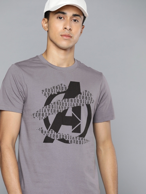 

Kook N Keech Marvel Men Grey & Black Pure Cotton Avenger Printed T-shirt