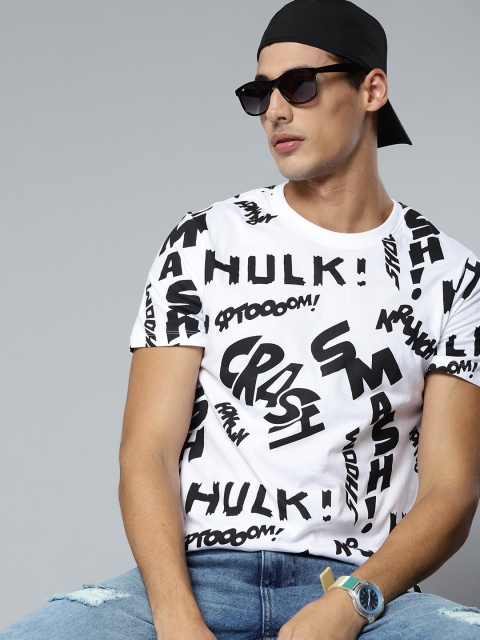 

Kook N Keech Marvel Men White Black Pure Cotton Hulk Print Pure Cotton T-shirt