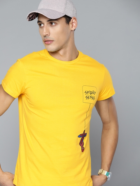 

Kook N Keech Marvel Men Yellow Pure Cotton Spiderman Printed Pure Cotton T-shirt