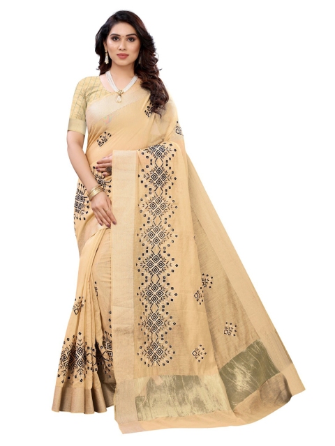 

KALINI Beige & Black Printed Saree
