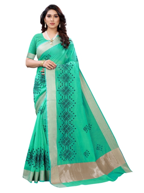 

KALINI Green & Black Printed Saree