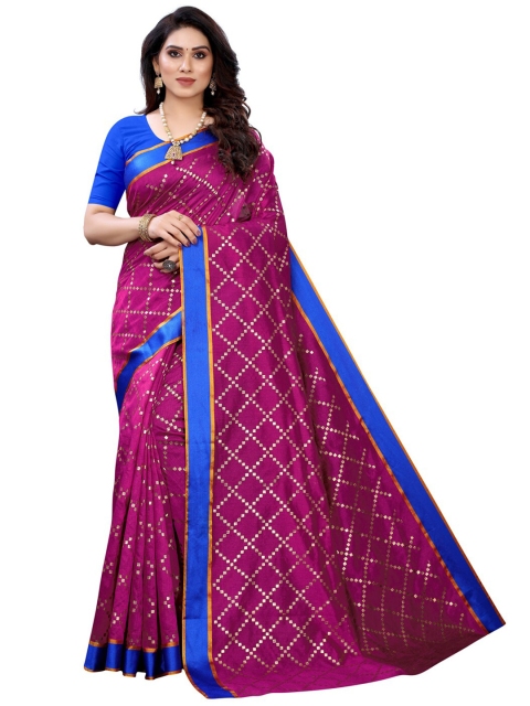 

KALINI Magenta & Blue Poly Silk Saree
