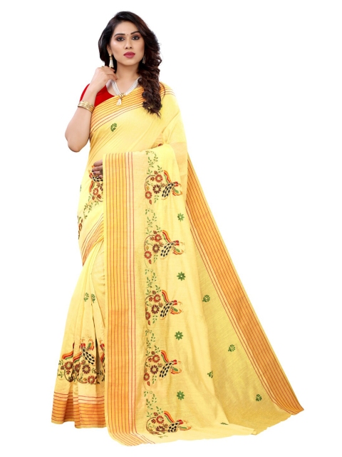 

KALINI Yellow & Red Floral Saree
