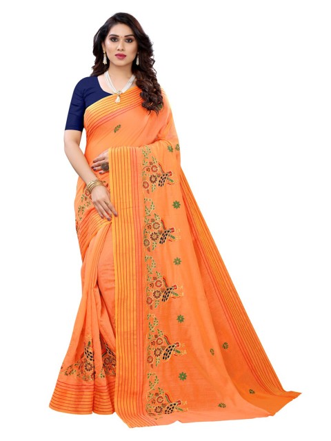 

KALINI Orange & Green Floral Saree