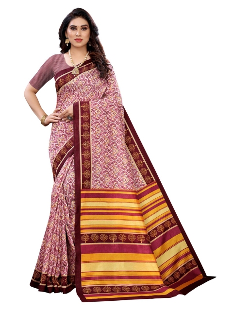 

KALINI Pink & Maroon Floral Saree
