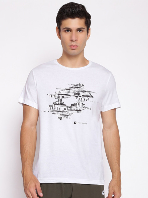 

Lotto Men White and Black Graphic Printed T-shirt