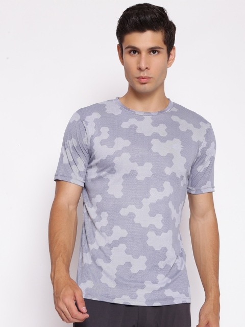 

Lotto Men Grey Camouflage Printed Raw Edge T-shirt