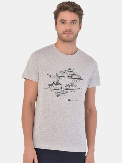 

Lotto Men Grey Printed Extended Sleeves T-shirt