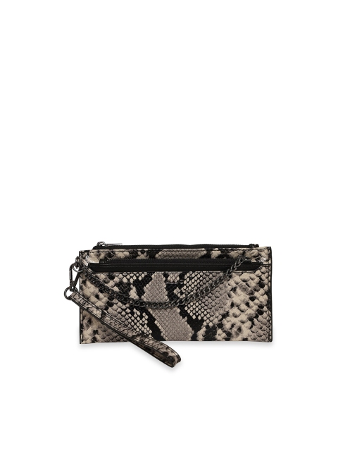 

Aldo Catharina101 Women Black & Grey Textured Animal Print Wallet