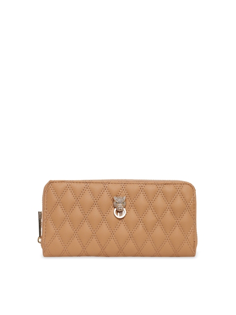 

ALDO Women Light Brown Quilted Zip-Around Wallet
