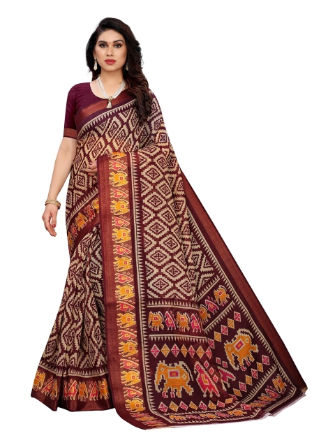 

KALINI Burgundy Linen Blend Saree