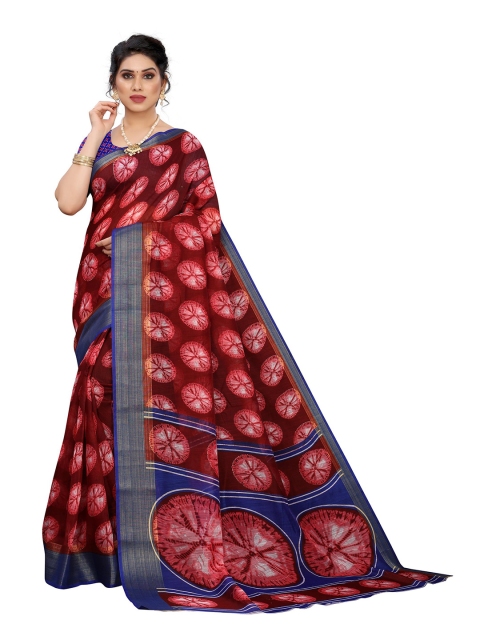 

KALINI Maroon & Blue Linen Blend Saree