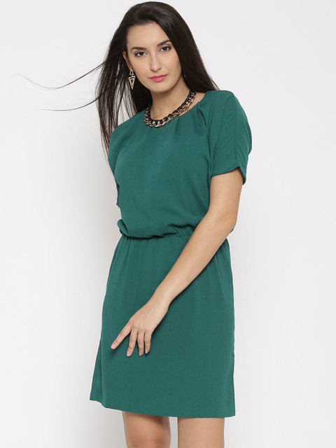 

United Colors of Benetton Green Polyester Blouson Dress