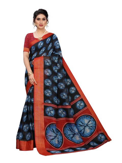 

KALINI Black & Blue Linen Blend Saree