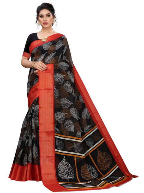 

KALINI Black & White Linen Blend Saree