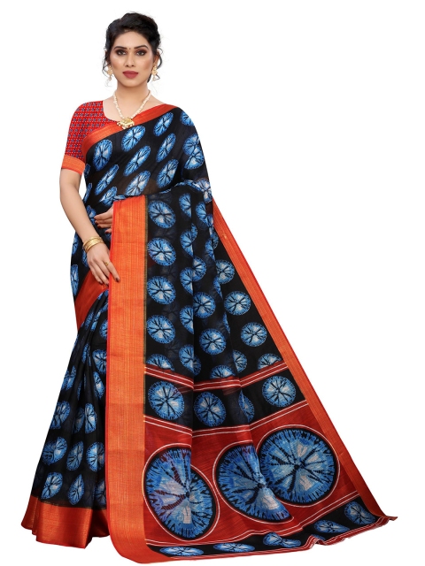 

KALINI Black & Blue Linen Blend Saree