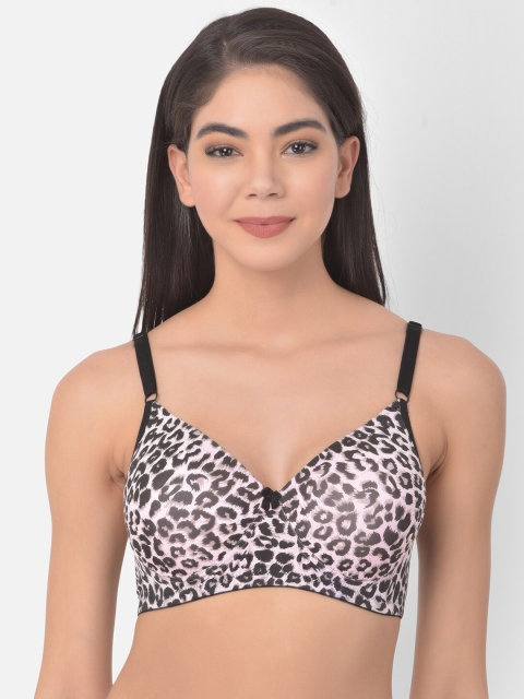 

Clovia Pink & Black Animal T-shirt Bra-Full Coverage Heavily Padded BR0738Y2236E