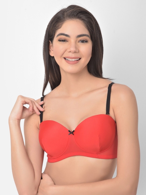 

Clovia Red & Black Balconette Bra-Full Coverage Heavily Padded BR2207M0432B