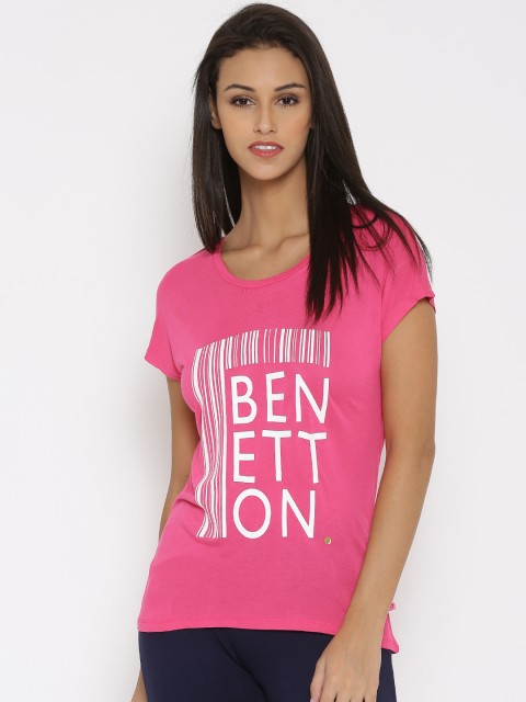 

United Colors of Benetton Pink Printed T-shirt