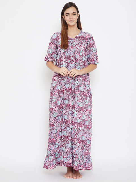 

The Kaftan Company Magenta Printed Maxi Nightdress