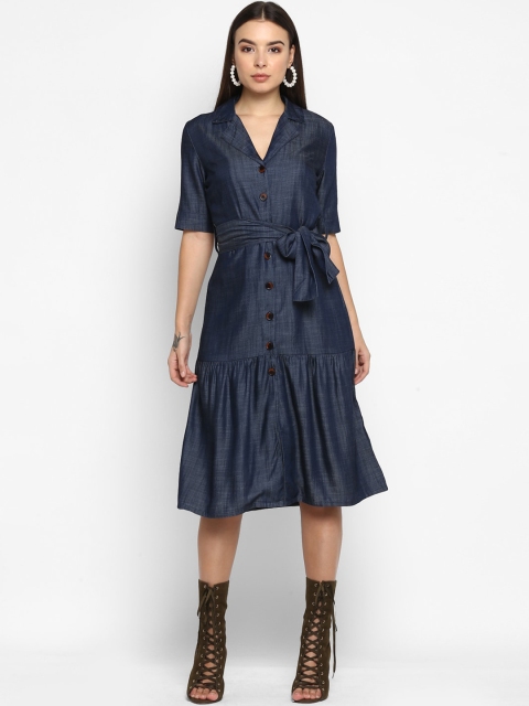

FOSH Navy Blue Shirt Midi Dress