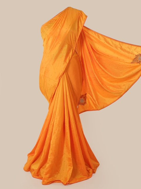 

Pothys Orange Sequinned Art Silk Saree