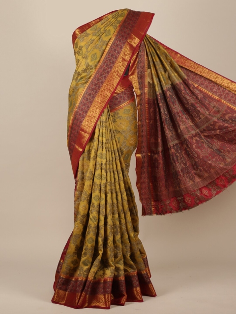 

Pothys Yellow & Red Woven Design Jute Silk Saree