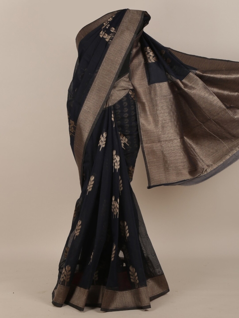 

Pothys Black & Gold-Toned Floral Saree