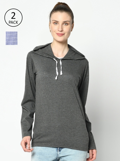 

VIMAL JONNEY Women Grey and Blue Pack of 2 Long Sleeves T-shirts