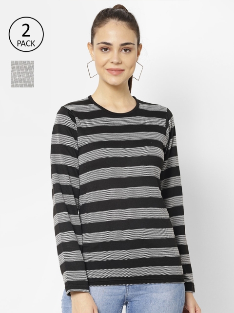 

VIMAL JONNEY Women Pack of 2 T-shirts, Black