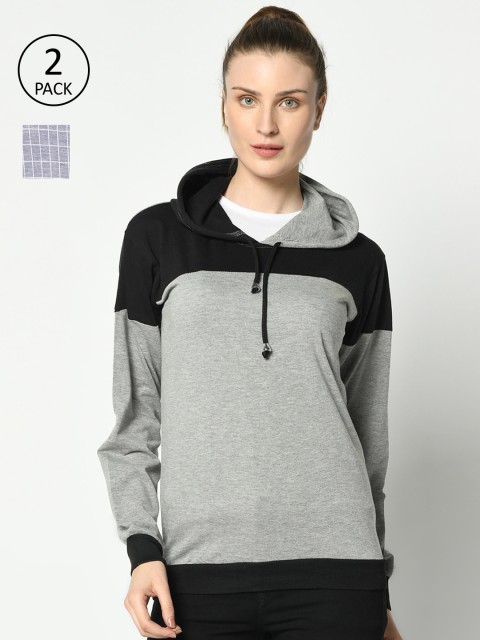 

VIMAL JONNEY Women Grey and Blue Pack of 2 Long Sleeves T-shirts