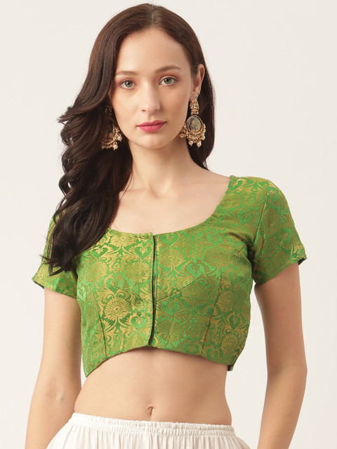

Studio Shringaar Green & Golden Banarasi Brocade Woven Design Saree Blouse