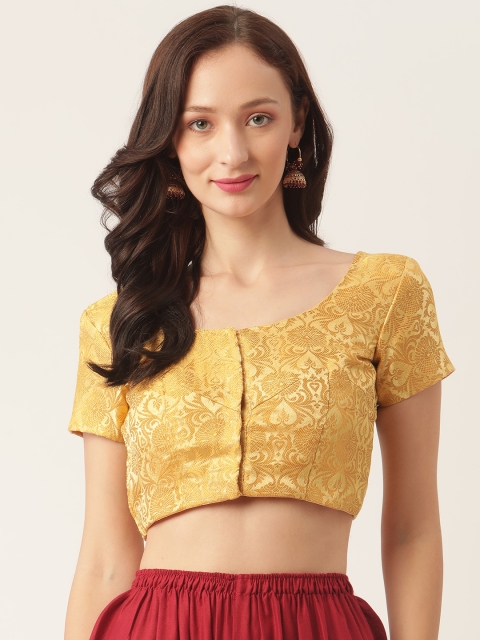 

Studio Shringaar Women Yellow & Golden Woven Design Banarasi Saree Blouse