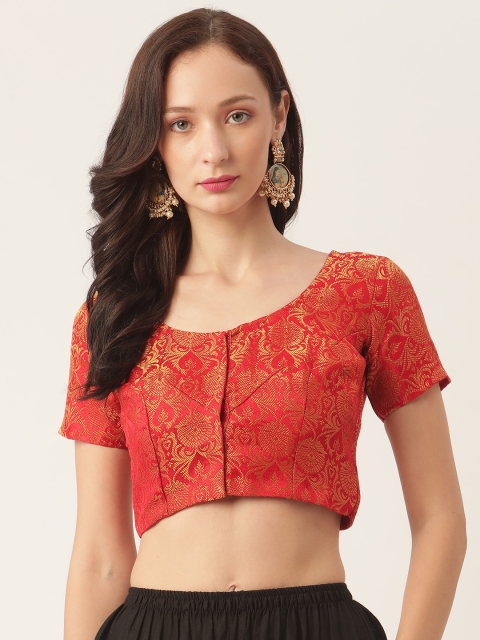 

Studio Shringaar Red & Golden Banarasi Brocade Woven Design Saree Blouse