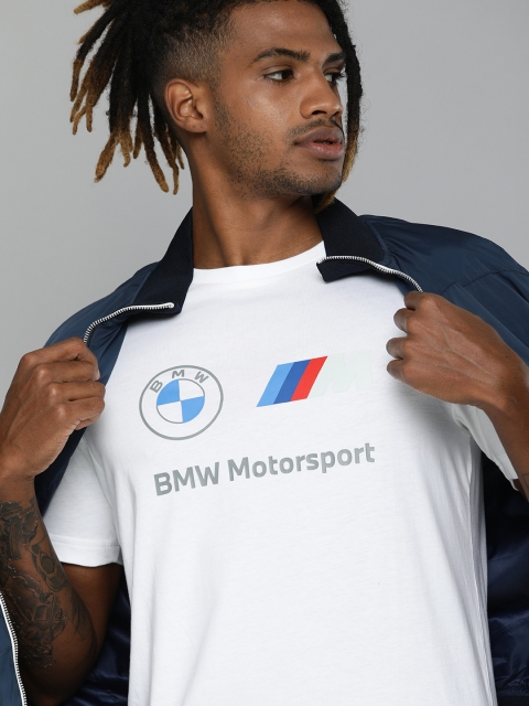 

PUMA Motorsport Men White Grey BMW Printed Pure Cotton MSP T-shirt