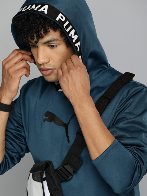 

Puma Men Teal Blue Regular Fit WarmCell POWER Fleece Hooded Running & Training Sweatshirt